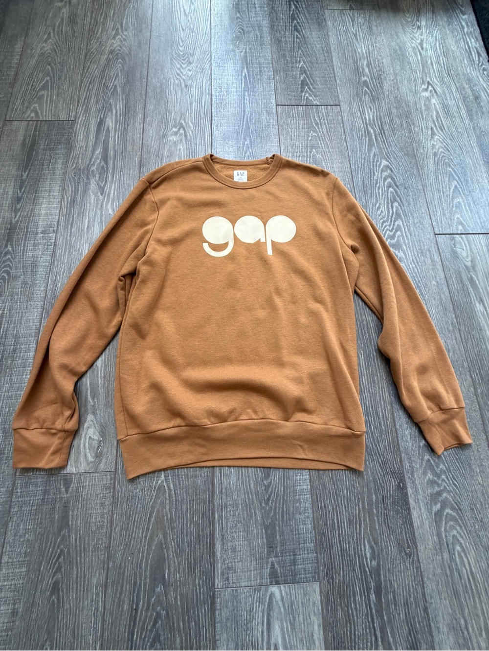 GAP Men's Crewneck Sweatshirt in Caramel with White Logo